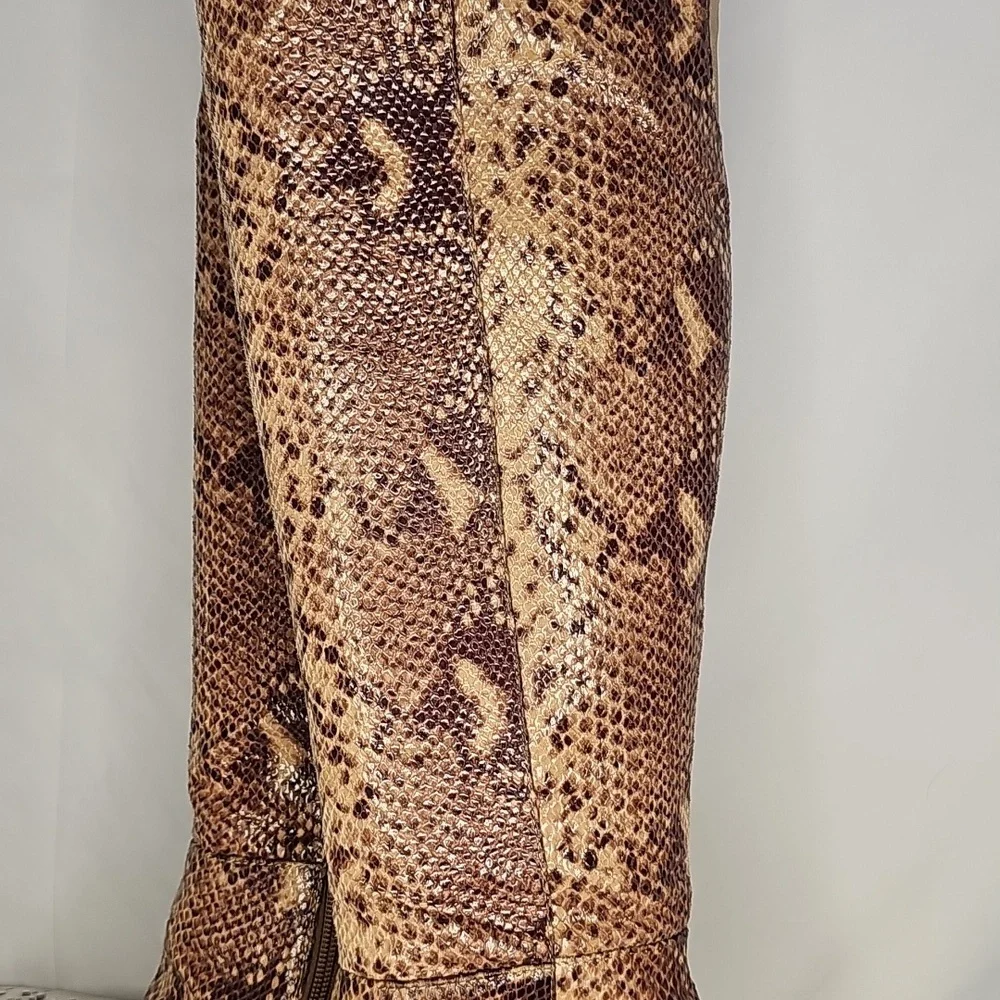 INC International Concepts Tyliee Embossed Snakeskin Over Thigh High Boots 5.5